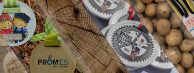 Duurzame medaille opties met hout of aardappel