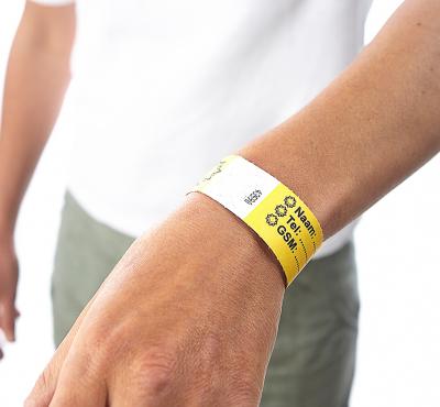 Tyvek wristbands with black print