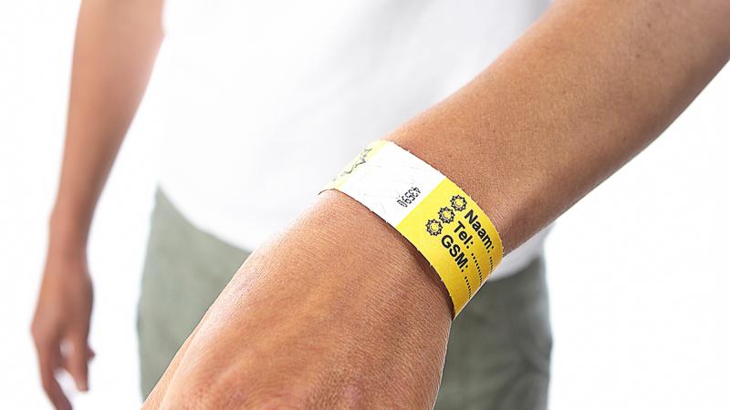 Tyvek wristbands with black print